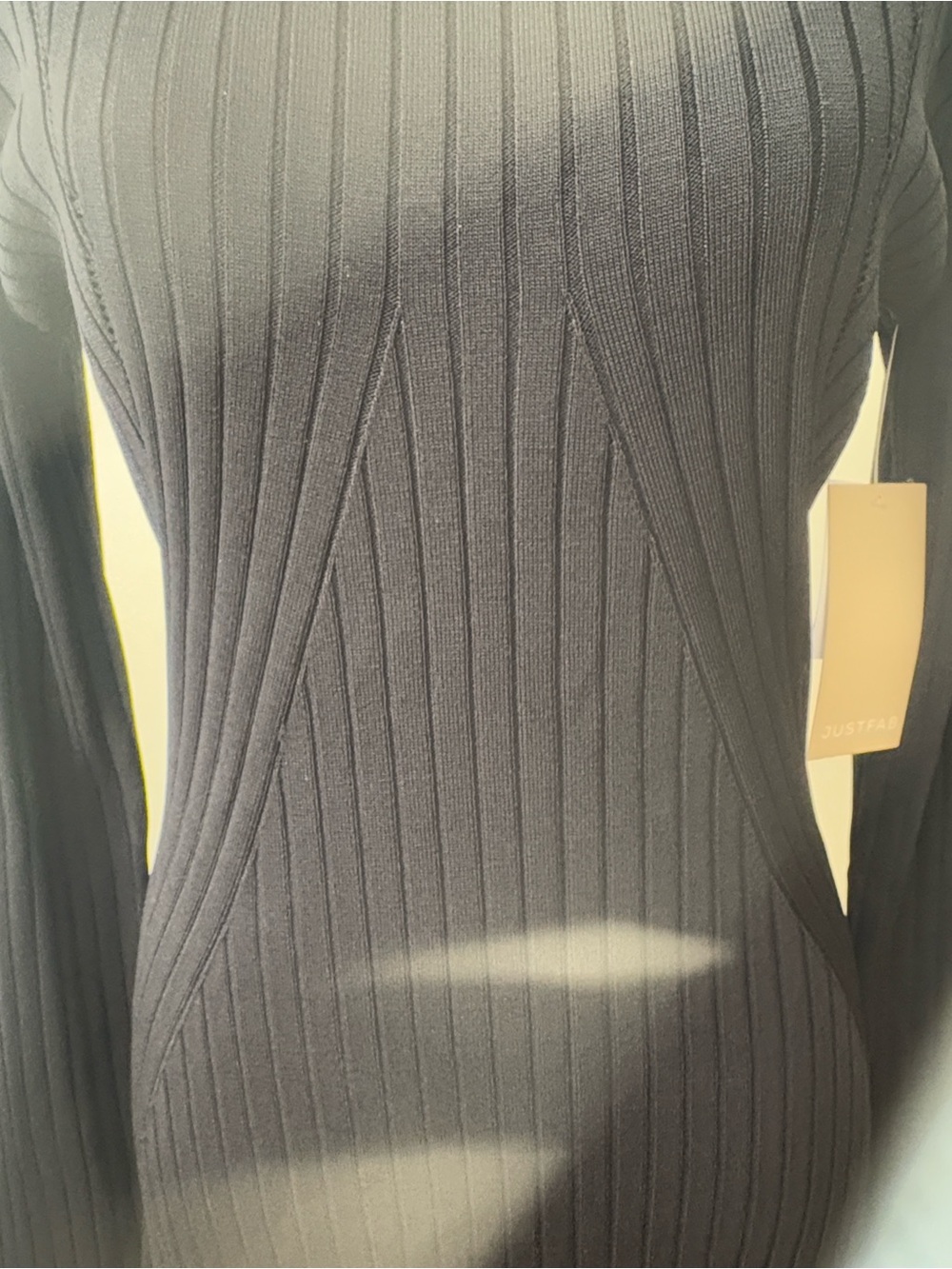 Just Fab Black Ribbed Long-Sleeve Knit Dress - Picture 8 of 16
